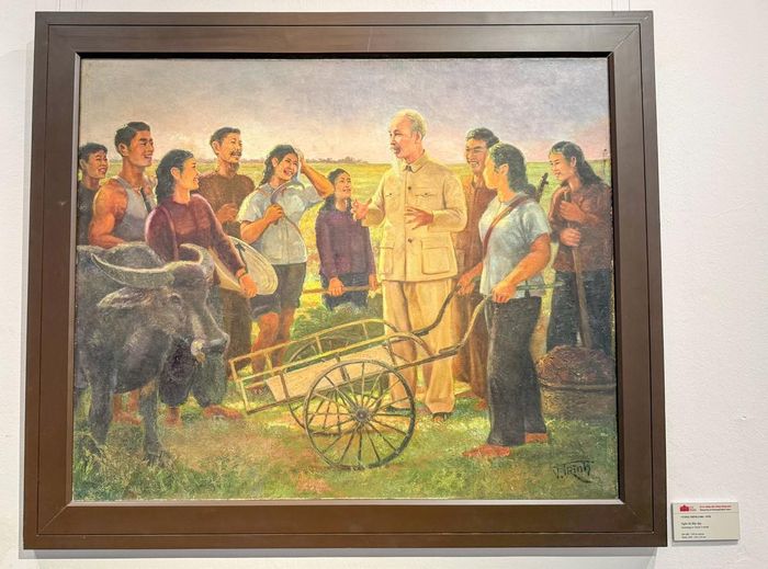 Tranh sơn dầu "Nghe lời Bác dạy" của họa sĩ Vương Trình - Ảnh: BVHTTDL
