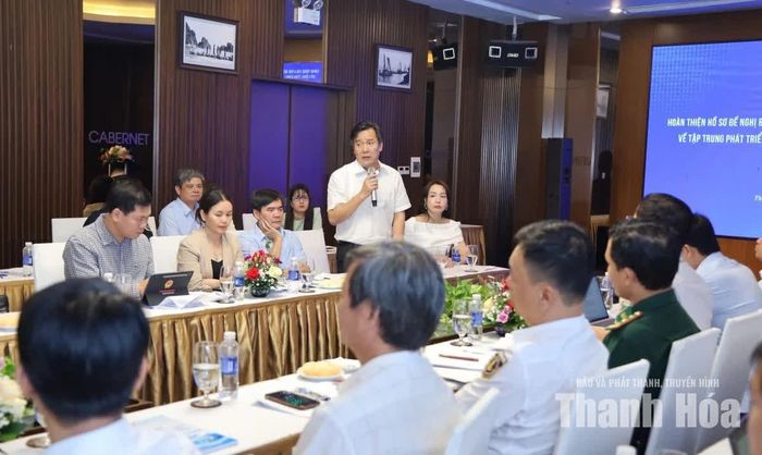 Phó Chủ tịch Hiệp hội Doanh nghiệp tỉnh Thanh Hóa Nguyễn Văn Thọ phát biểu tại hội nghị.