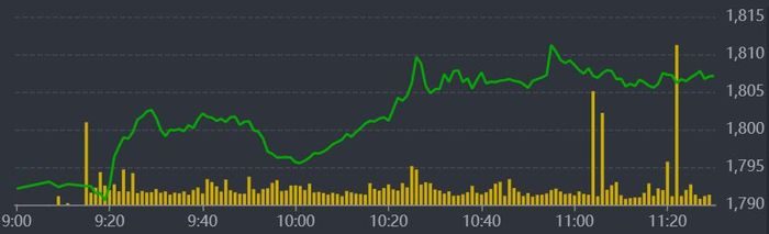Diễn biến VN-Index sáng nay.