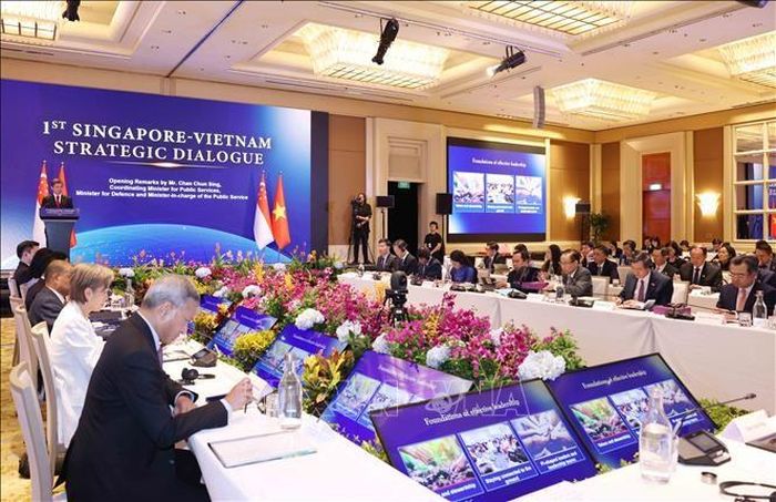 Đối thoại Chiến lược Việt Nam - Singapore lần thứ nhất giữa Đảng Cộng sản Việt Nam và Đảng Hành động Nhân dân Singapore. Ảnh: Phương Hoa - TTXVN