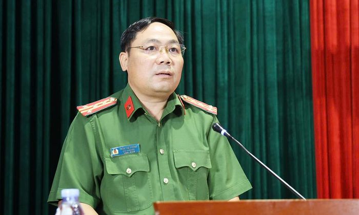 Đại tá Trần Thế Cường phát biểu khai mạc hội nghị.