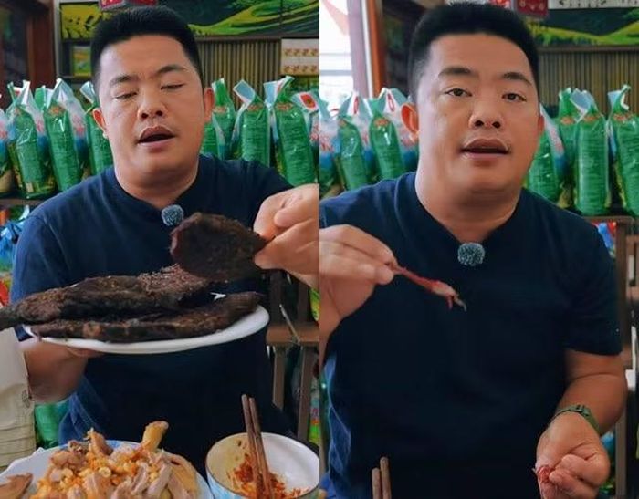  Trên sóng livestream, clip bán hàng... Hải nhiều lần kêu gọi mọi người mua sản phẩm gắn mác “thịt trâu gác bếp đặc sản Tây Bắc”. Ảnh cắt từ clip TikTok Hải Sapa TV/cafef.vn 
