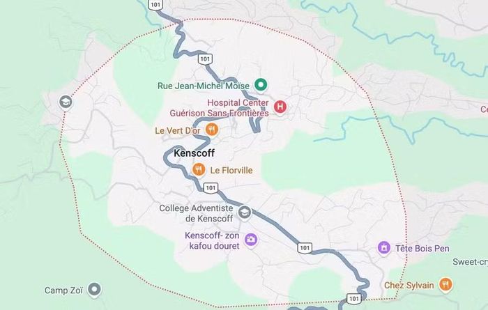 Bản đồ thị trấn Kenscoff nơi xảy ra vụ tấn công băng đảng. Ảnh: Google Maps