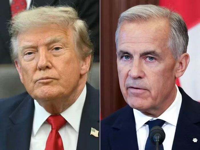 Tổng thống Mỹ Donald Trump (trái) và Thủ tướng Canada Mark Carney. Ảnh: AFP