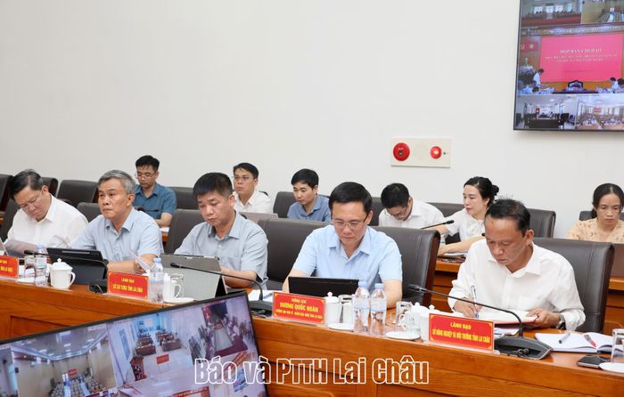 Các đại biểu dự cuộc họp tại điểm cầu tỉnh. 