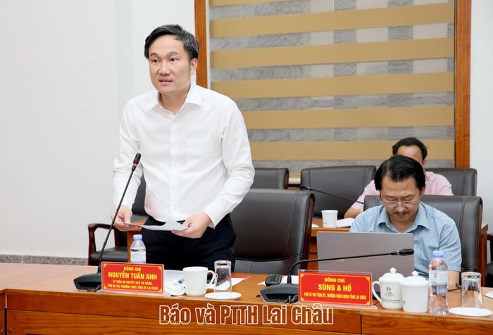 Đồng chí Nguyễn Tuấn Anh - Ủy viên dự khuyết Ban Chấp hành Trung ương Đảng, Phó Bí thư Thường trực Tỉnh ủy phát biểu tại cuộc họp. 