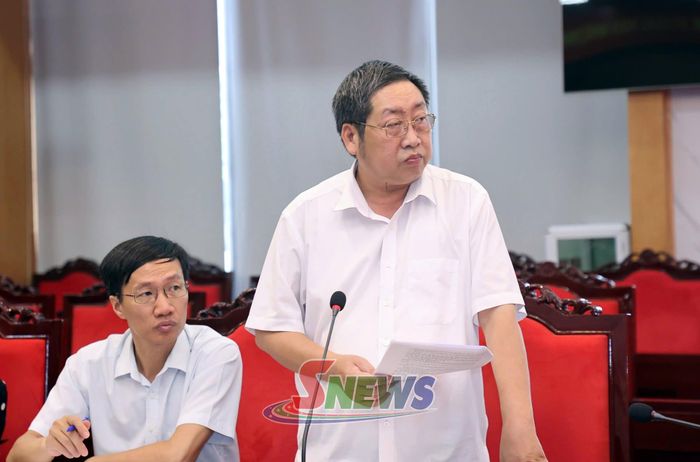 Lãnh đạo Trường Cao đẳng Sơn La phát biểu tại cuộc làm việc.