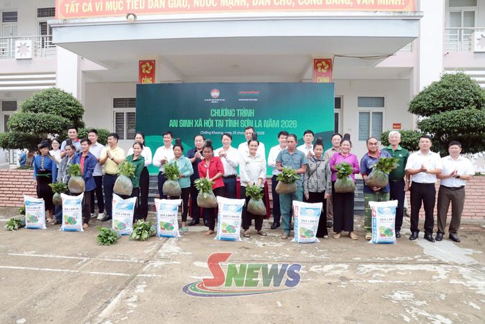Giao hỗ trợ cây giống và phân bón cho một số hộ nghèo, cận nghèo, hoàn cảnh khó khăn trên địa bàn xã Chiềng Khoong.