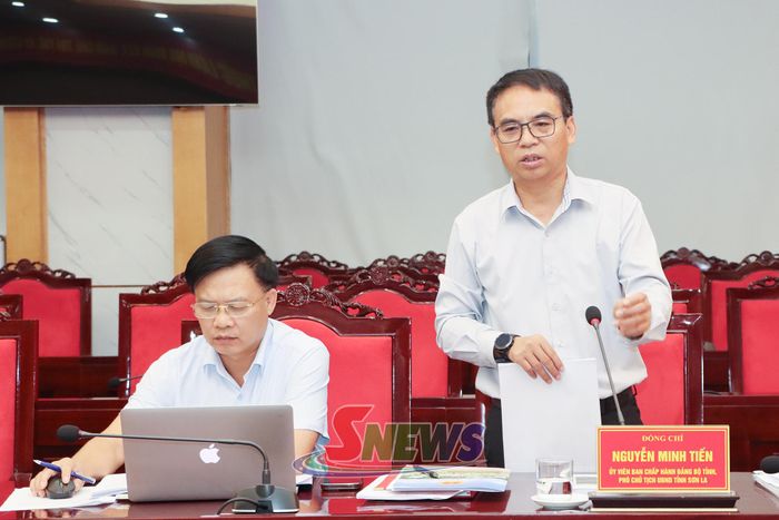 Đồng chí Phó Chủ tịch UBND tỉnh phát biểu tại hội nghị.