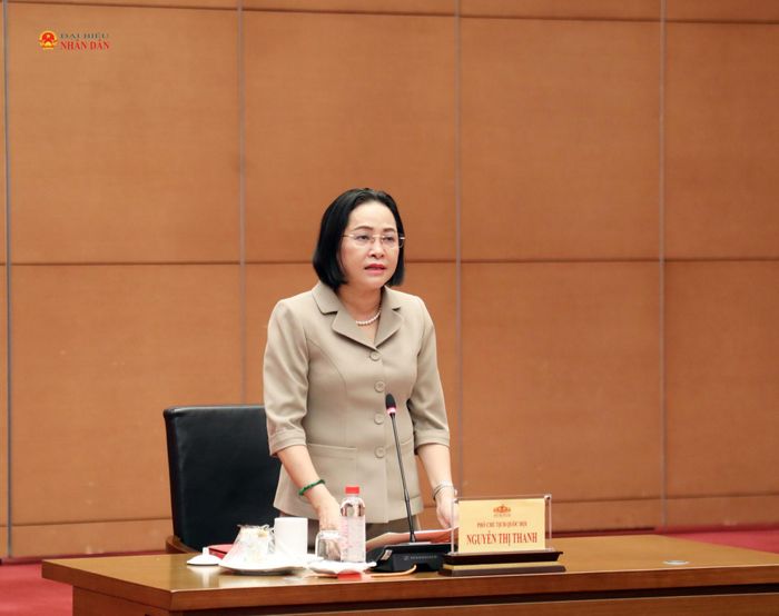 Phó Chủ tịch Quốc hội Nguyễn Thị Thanh phát biểu tại cuộc tiếp