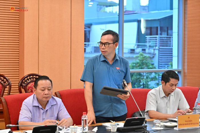 ĐBQH hoạt động chuyên trách tại Ủy ban Pháp luật và Tư pháp Đồng Ngọc Ba phát biểu tại phiên họp