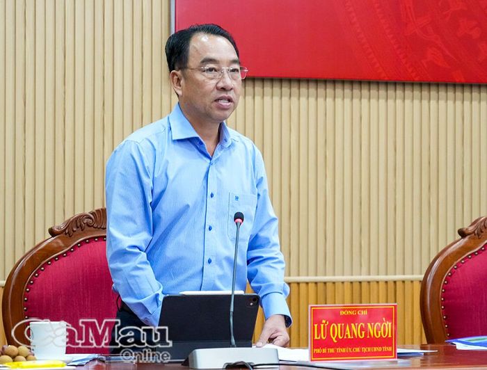  Phó Bí thư Tỉnh uỷ, Chủ tịch UBND tỉnh Lữ Quang Ngời phát biểu tại buổi làm việc.