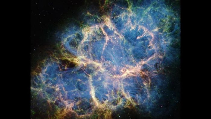 Kính viễn vọng không gian James Webb của NASA chụp Tinh vân Con Cua, phần còn lại của một vụ nổ siêu tân tinh cách Trái Đất khoảng 6.500 năm ánh sáng trong chòm sao Kim Ngưu. Ảnh: NASA