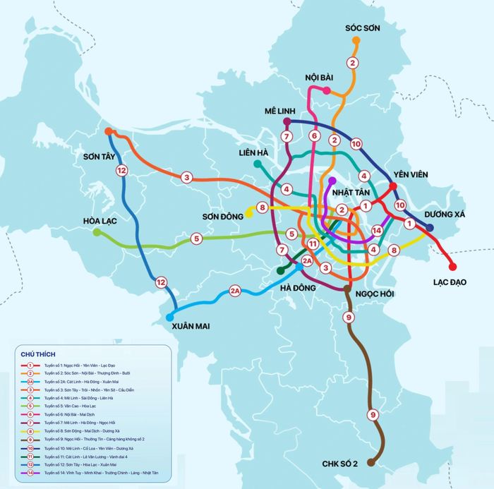 Quy hoạch mạng lưới Metro thành phố Hà Nội.