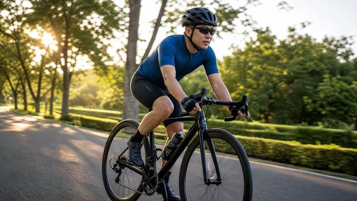 Đạp xe là hình thức vận động aerobic giúp tim hoạt động tích cực và tăng lưu lượng máu trong cơ thể. Ảnh minh họa AI.