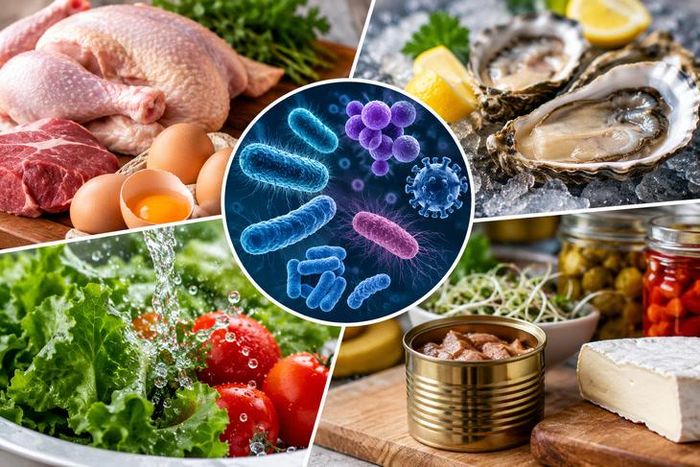 Bệnh do thực phẩm có thể bắt nguồn từ nhiều tác nhân khác nhau, với thời gian khởi phát và triệu chứng đa dạng.