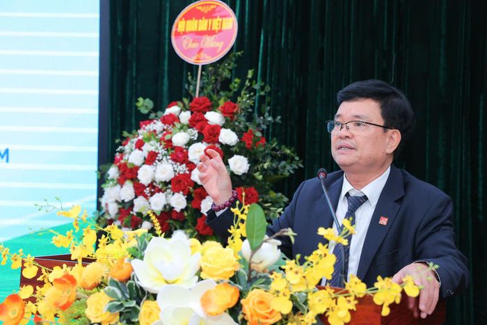 PGS.TS Phạm Lê Tuấn - Chủ tịch Hội Quân Dân y VIệt Nam phát biểu.  Ảnh: Cương Quyết