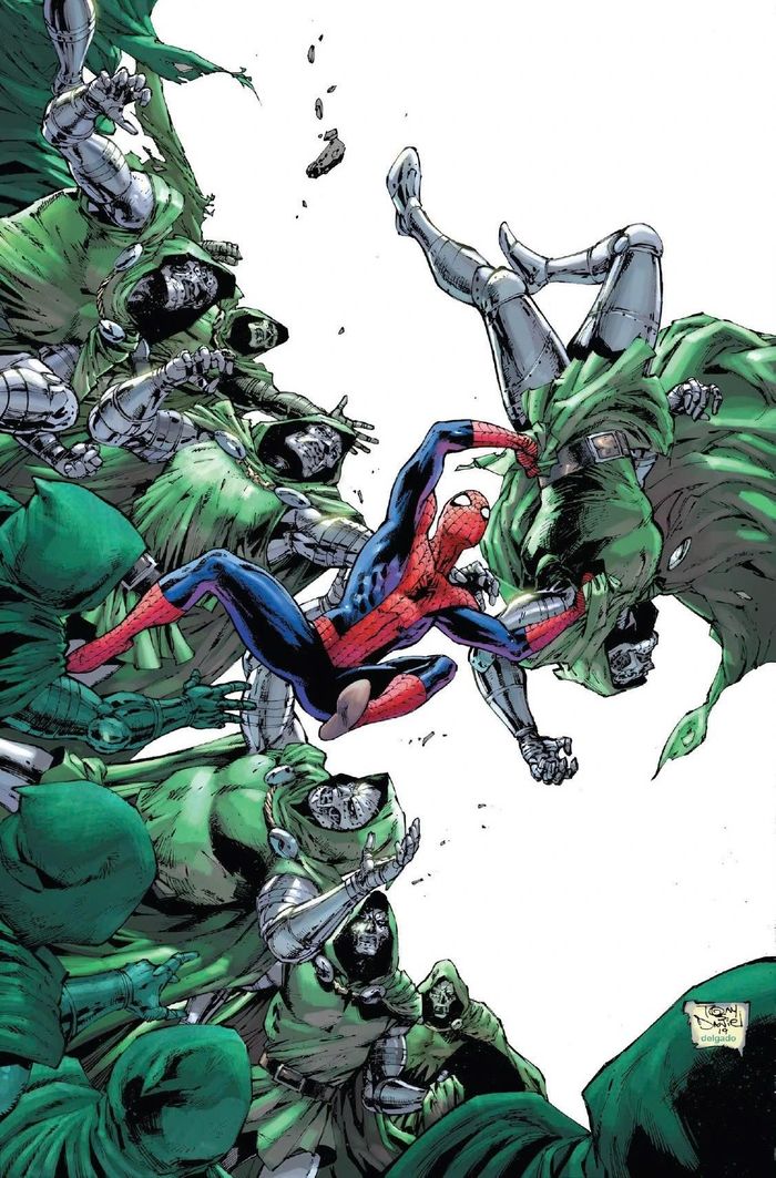  Spiderman trong trận chiến với các Doombot. Ảnh: Marvel. 