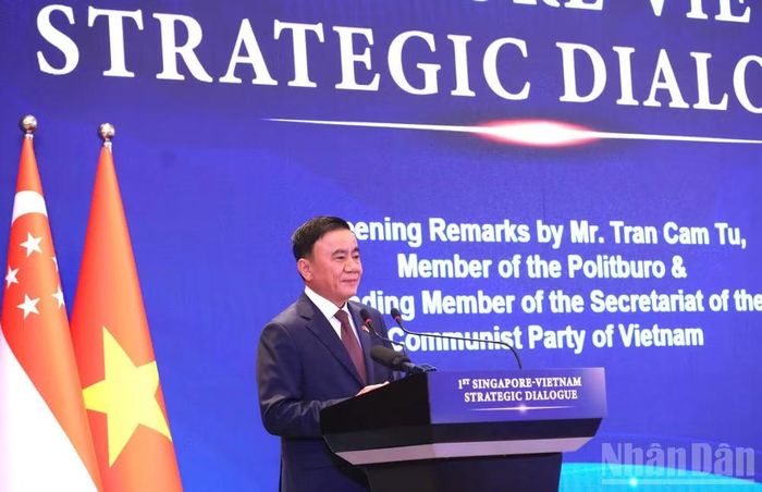  Thường trực Ban Bí thư Trần Cẩm Tú phát biểu tại Đối thoại Chiến lược Việt Nam-Singapore lần thứ nhất. 