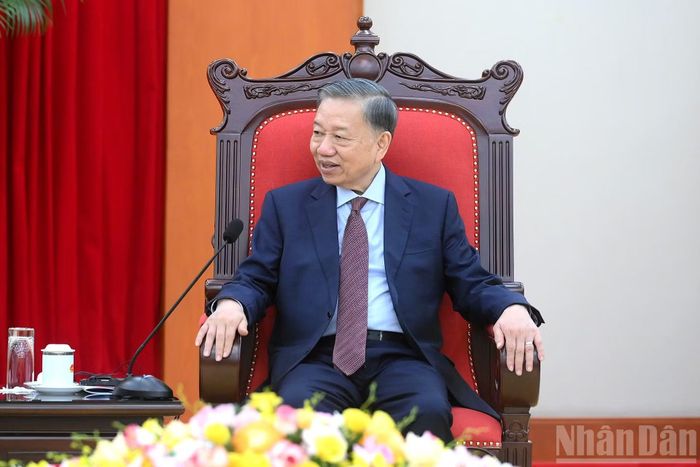 Tổng Bí thư, Chủ tịch nước Tô Lâm phát biểu tại cuộc tiếp.