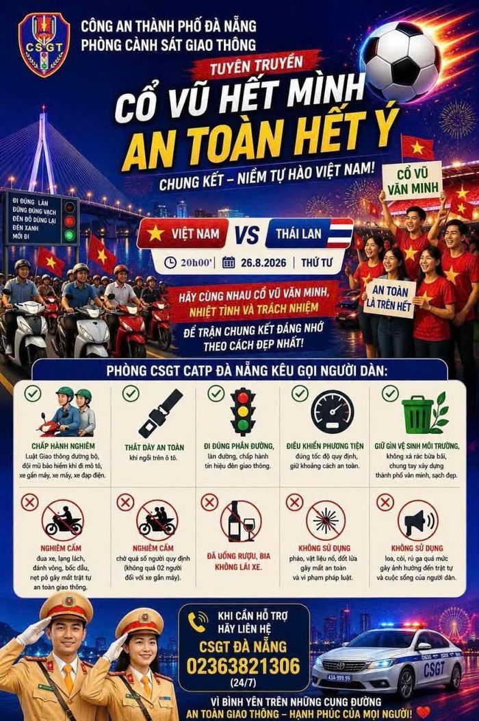Lực lượng CSGT khuyến cáo người dân cổ vũ trận đấu trong an toàn