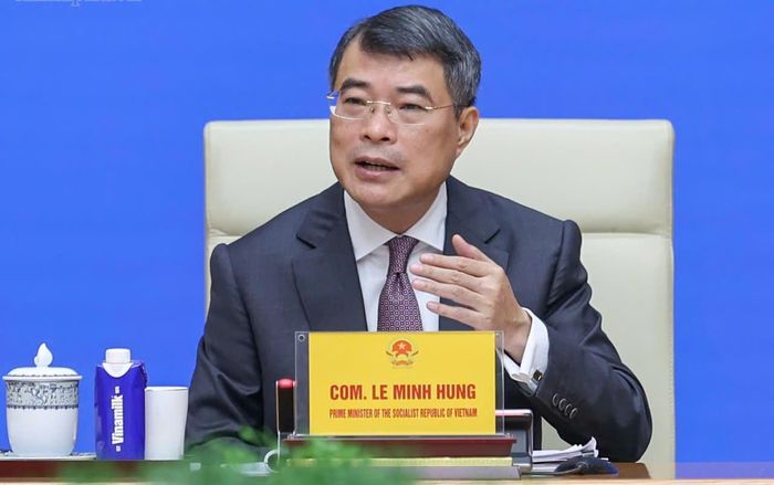  Thủ tướng Lê Minh Hưng phát biểu tại cuộc gặp. Ảnh: VIẾT CHUNG 