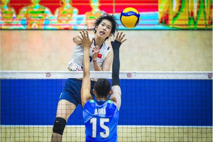 Thanh Thúy và các đồng đội tuyển bóng chuyền nữ Việt Nam có trận đấu đáng khen trước Nhật Bản. (Ảnh: Vietcontent)