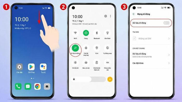 Vuốt từ cạnh trên màn hình xuống để mở bảng điều khiển nhanh.