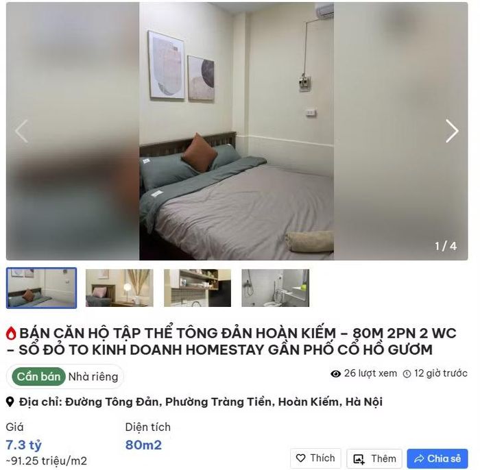 Giá căn hộ tập thể cũng không hề rẻ. Ảnh: Nhapho