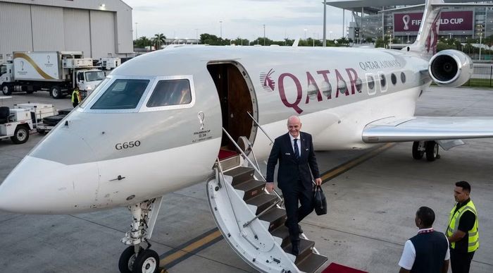 Chiếc Gulfstream G650ER từng đưa Chủ tịch FIFA Gianni Infantino công du suốt thời gian diễn ra World Cup 2026.