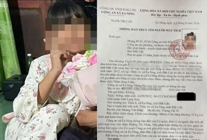 Em N.T.T.N. đã được tìm thấy sau khi mất tích 2 tuần.