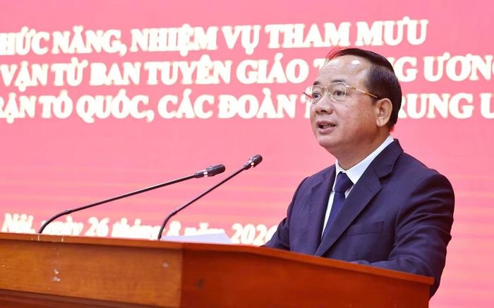 Trưởng Ban Tuyên giáo Trung ương Trịnh Văn Quyết phát biểu. Ảnh: V.Đ.