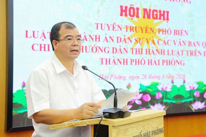 Phó Chủ tịch UBND TP. Hải Phòng phát biểu tại hội nghị.