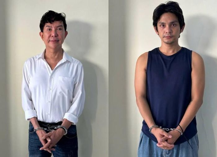 Ca sĩ Long Nhật (sơ mi trắng) và ca sĩ Sơn Ngọc Minh. Ảnh: TL
