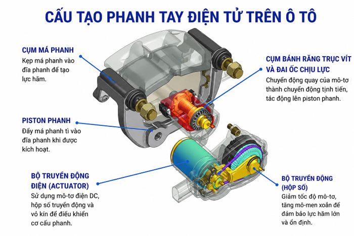 Cơ cấu phanh tay điện tử. Nguồn ảnh: Research Gate