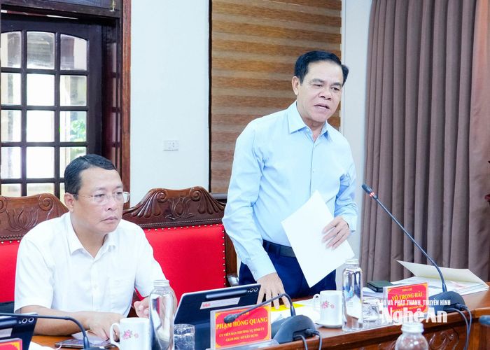 Phó Bí thư Tỉnh ủy, Chủ tịch UBND tỉnh Võ Trọng Hải phát biểu tại phiên họp. Ảnh: Phạm Bằng