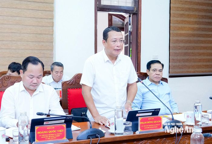 Giám đốc Sở Xây dựng Phạm Hồng Quang phát biểu tại phiên họp. Ảnh: Phạm Bằng