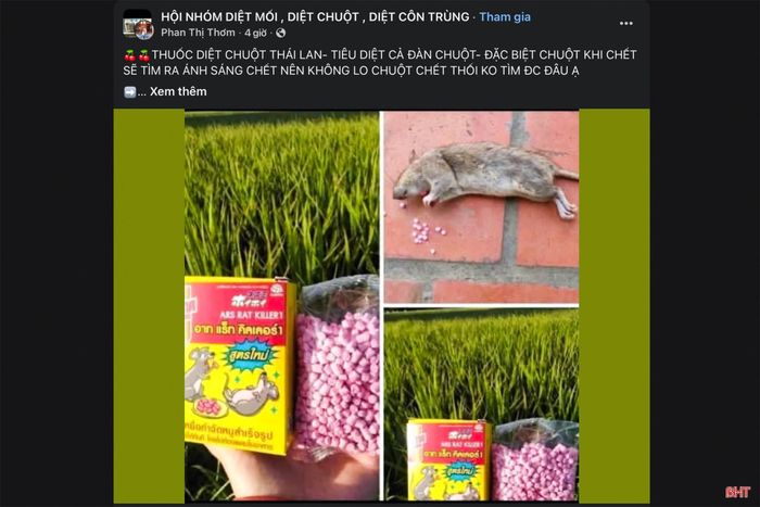 Sản phẩm được quảng cáo là thuốc diệt chuột trên mạng xã hội.