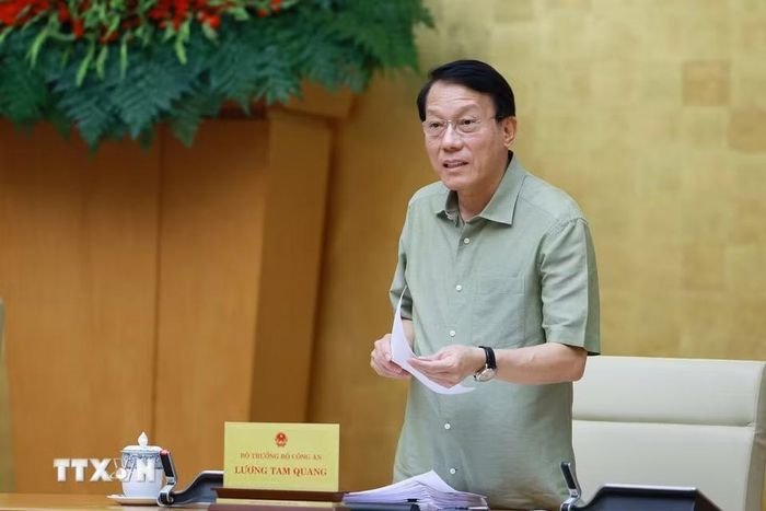 Đại tướng Lương Tam Quang, Bộ trưởng Bộ Công an phát biểu. (Ảnh: Dương Giang/TTXVN)