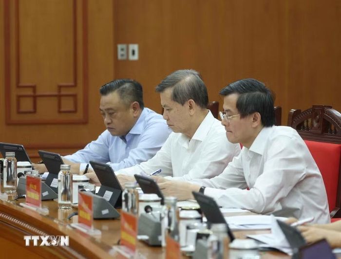 Các đại biểu tham dự cuộc làm việc. (Ảnh: Thống Nhất/TTXVN)
