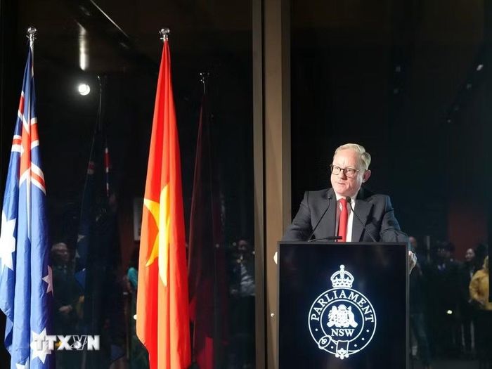Chủ tịch Thượng viện bang New South Wales Ben Franklin phát biểu tại sự kiện. (Ảnh: Lê Đạt/TTXVN)