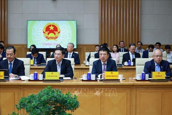 Đại diện các bộ, ngành tham dự buổi gặp các doanh nghiệp Trung Quốc đang đầu tư tại Việt Nam. Ảnh: Dương Giang/TTXVN