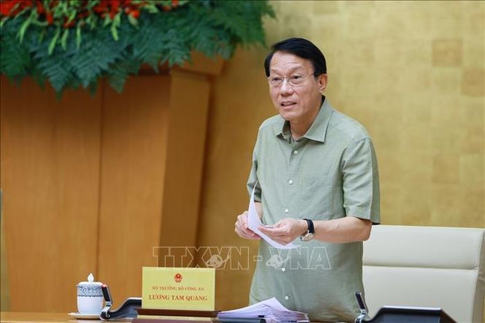 Đại tướng Lương Tam Quang, Bộ trưởng Bộ Công an phát biểu. Ảnh: Dương Giang/TTXVN