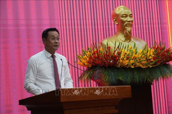 Bí thư Thành ủy Đà Nẵng Lê Ngọc Quang phát biểu tại buổi Lễ. Ảnh: Anh Dũng/TTXVN