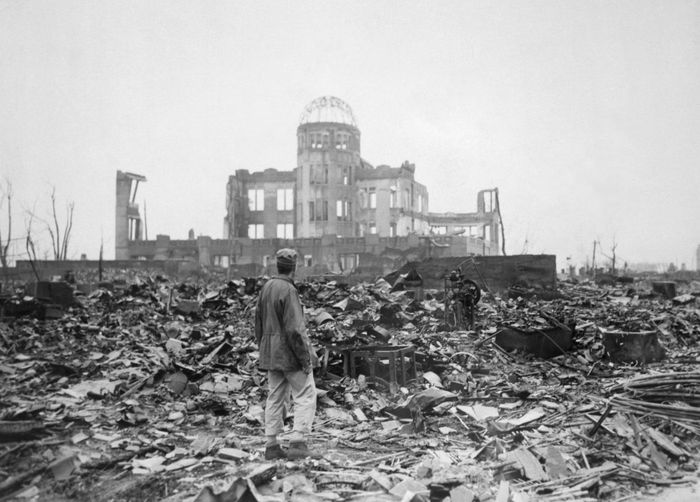 Bảo tàng Khoa học và Công nghiệp Hiroshima sau khi quả bom "Little Boy" được thả xuống vào năm 1945. Ảnh: Wikimedia Commons