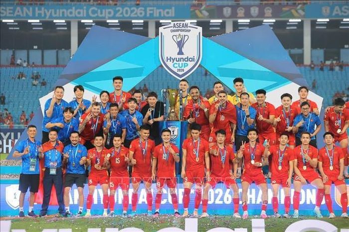 Đội tuyển Việt Nam hân hoan trong niềm vui vô địch ASEAN Cup 2026. Ảnh: Minh Quyết/TTXVN