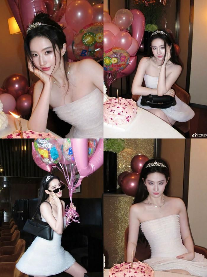 Lưu Diệc Phi đón tuổi 39 với diện mạo như nàng công chúa giữa không gian ngập sắc hồng.