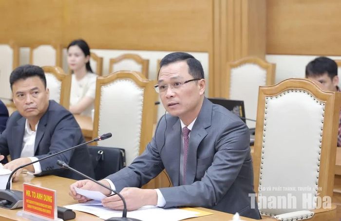 Chủ tịch UBND tỉnh Thanh Hóa Tô Anh Dũng phát biểu tại buổi làm việc.