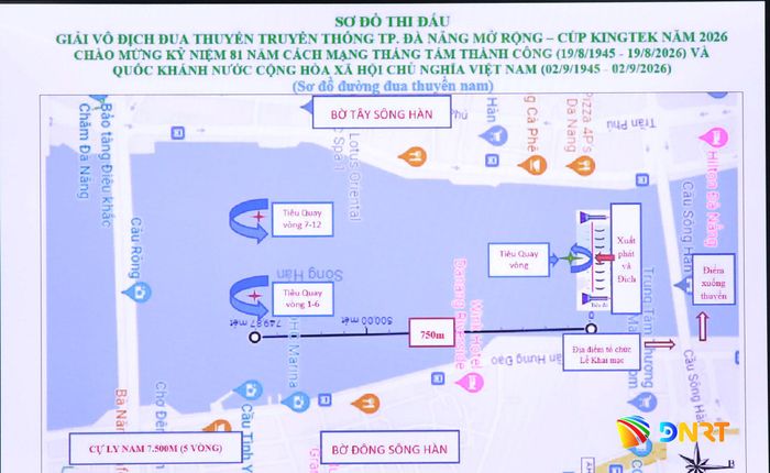 Sơ đồ thi đấu đua thuyền trên sông Hàn. Ảnh: ĐẮC MẠNH