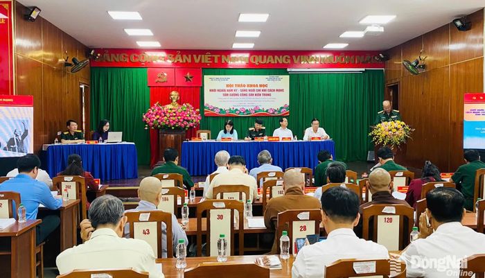 Quang cảnh Hội thảo khoa học “Khởi nghĩa Nam Kỳ - Sáng ngời chí khí cách mạng, tấm gương cộng sản kiên trung”. Ảnh: Lê Sơn